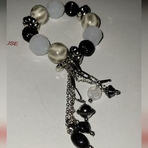 Chunky Beaded Bracelet Chain Tassel Accent